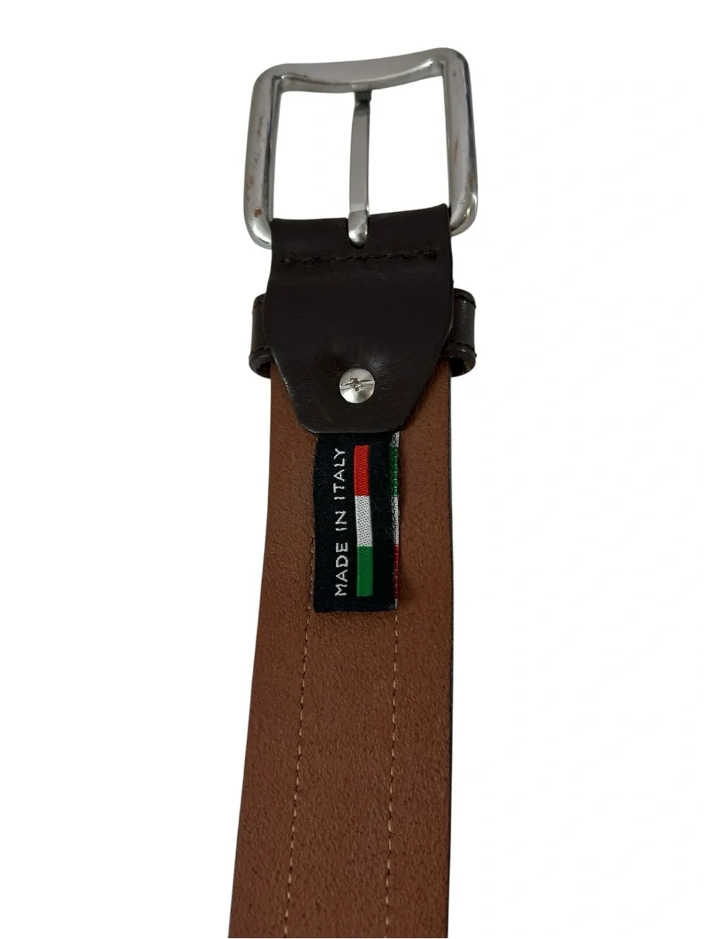 Bronzino Italy Genuine Leather Two-Tone Striped Belt - Size 38/95